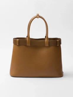 Prada Buckle Large Leather Handbag With Belt