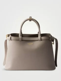 Prada Buckle Medium Leather Handbag With Double Belt