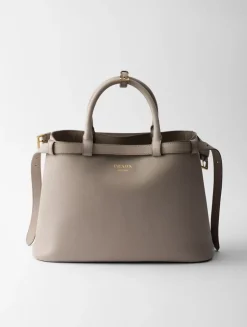 Prada Buckle Medium Leather Handbag With Double Belt