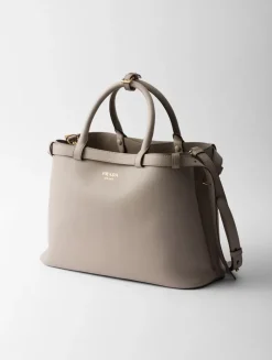 Prada Buckle Medium Leather Handbag With Double Belt