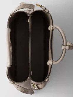 Prada Buckle Medium Leather Handbag With Double Belt