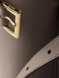 Prada Buckle Medium Leather Handbag With Double Belt