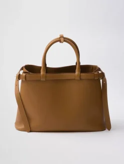 Prada Buckle Medium Leather Handbag With Double Belt