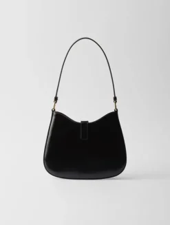 Prada Cleo Brushed Leather Shoulder Bag With Clasp Closure