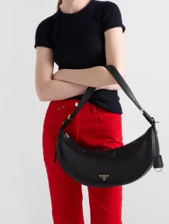 Prada Demi-lune Large Leather Shoulder Bag