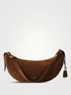 Prada Demi-lune Large Suede Shoulder Bag