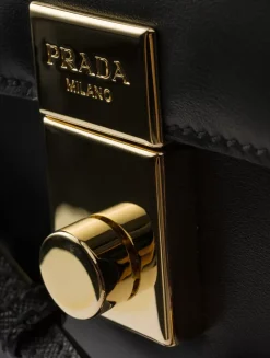 Prada Soft Sound Small Leather Shoulder Bag With Charms