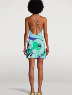 Printed Satin Jersey Mini Dress