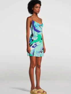 Printed Satin Jersey Mini Dress