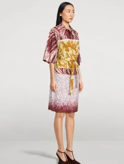 Printed Short-Sleeve Shirt Dress