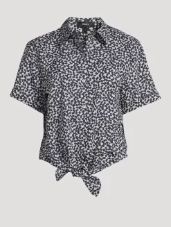 Printed Tie-Front Shirt