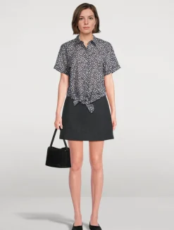 Printed Tie-Front Shirt