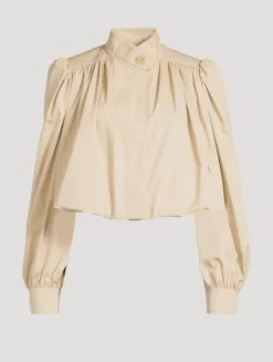 Puff-Sleeve Gabardine Jacket