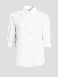 Puff-Sleeve Poplin Shirt