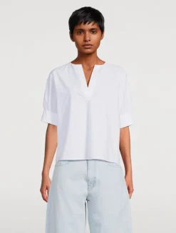 Puff-Sleeve Tunic In Stripe Print