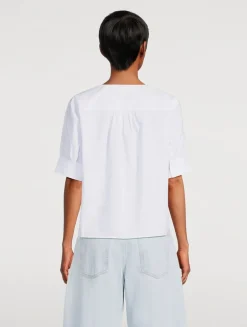 Puff-Sleeve Tunic In Stripe Print