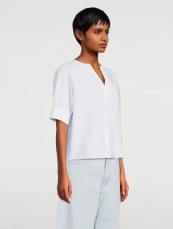 Puff-Sleeve Tunic In Stripe Print