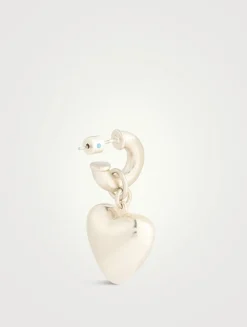 Puffy Heart Hoop Earrings