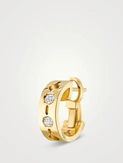 Pulse 18K Gold Mono Hoop Ear Cuff With Diamonds