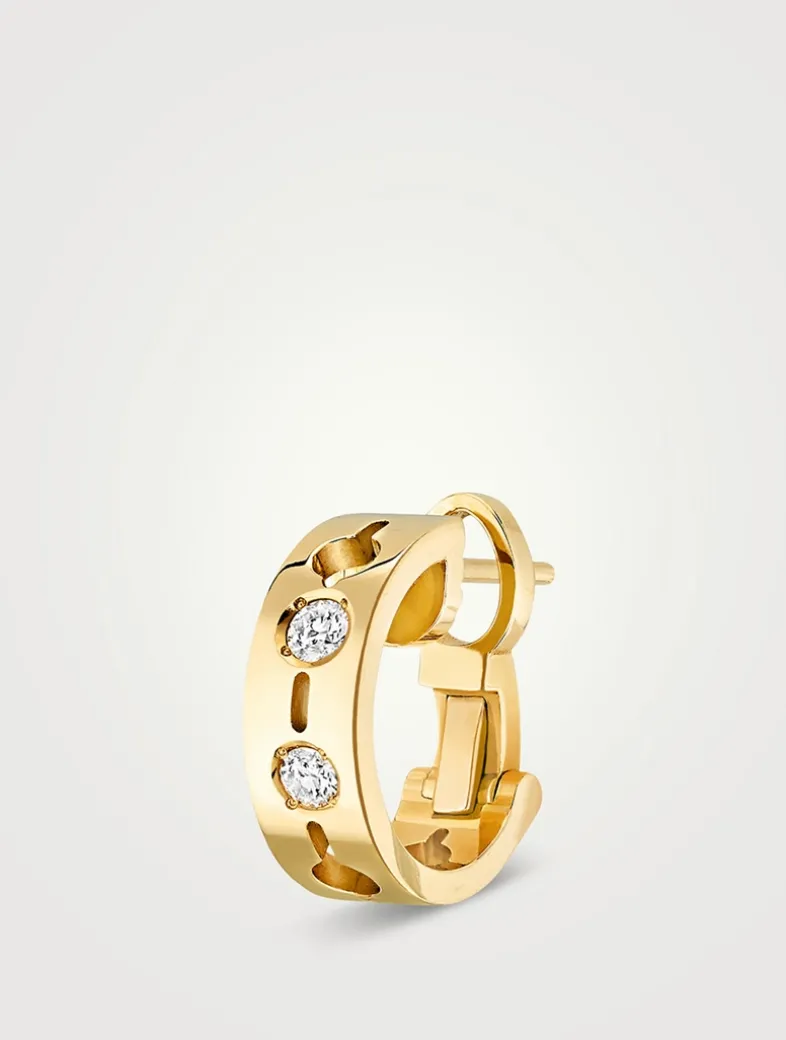 Pulse 18K Gold Mono Hoop Ear Cuff With Diamonds