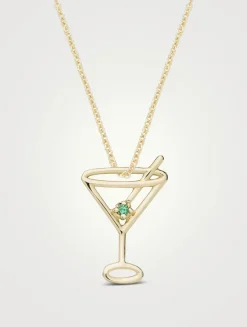 Pura 9K Gold Martini Esmeralda Pendant Necklace With Emerald
