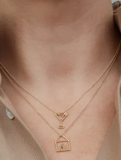 Pura 9K Gold Martini Esmeralda Pendant Necklace With Emerald