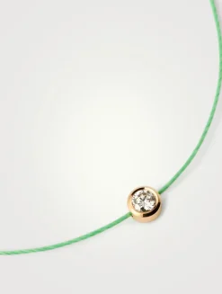 Pure 18K Gold String Bracelet With Diamond