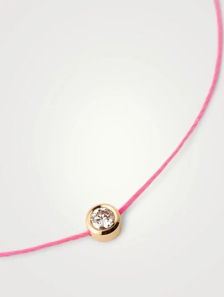 Pure 18K Gold String Bracelet With Diamond