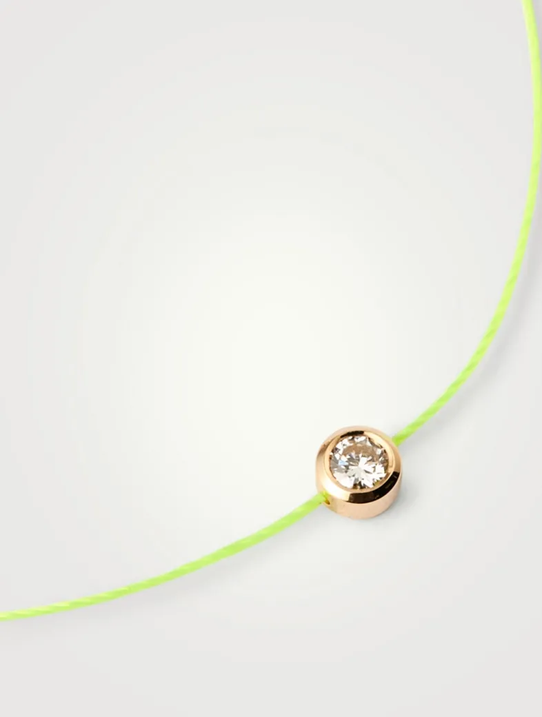 Pure 18K Gold String Bracelet With Diamond