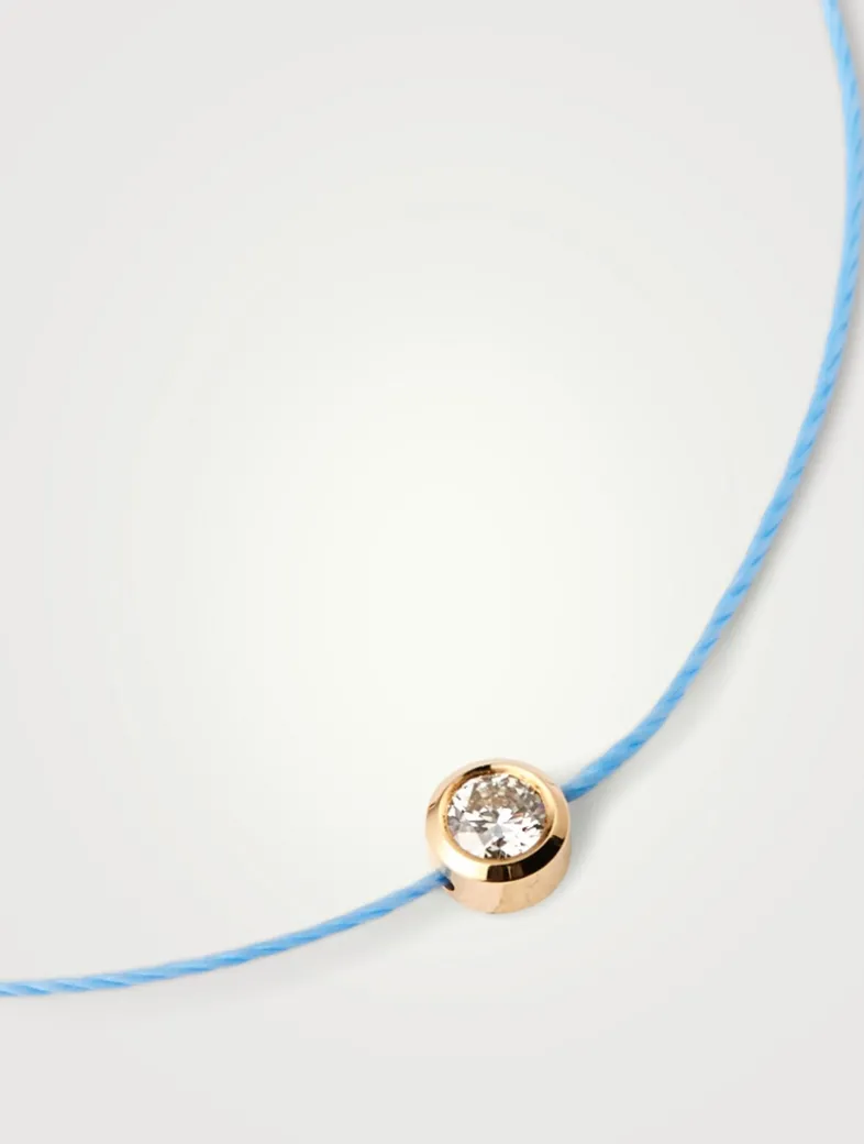 Pure 18K Gold String Bracelet With Diamond