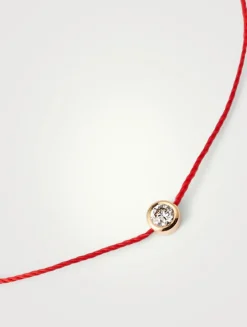 Pure 18K Gold String Bracelet With Diamond