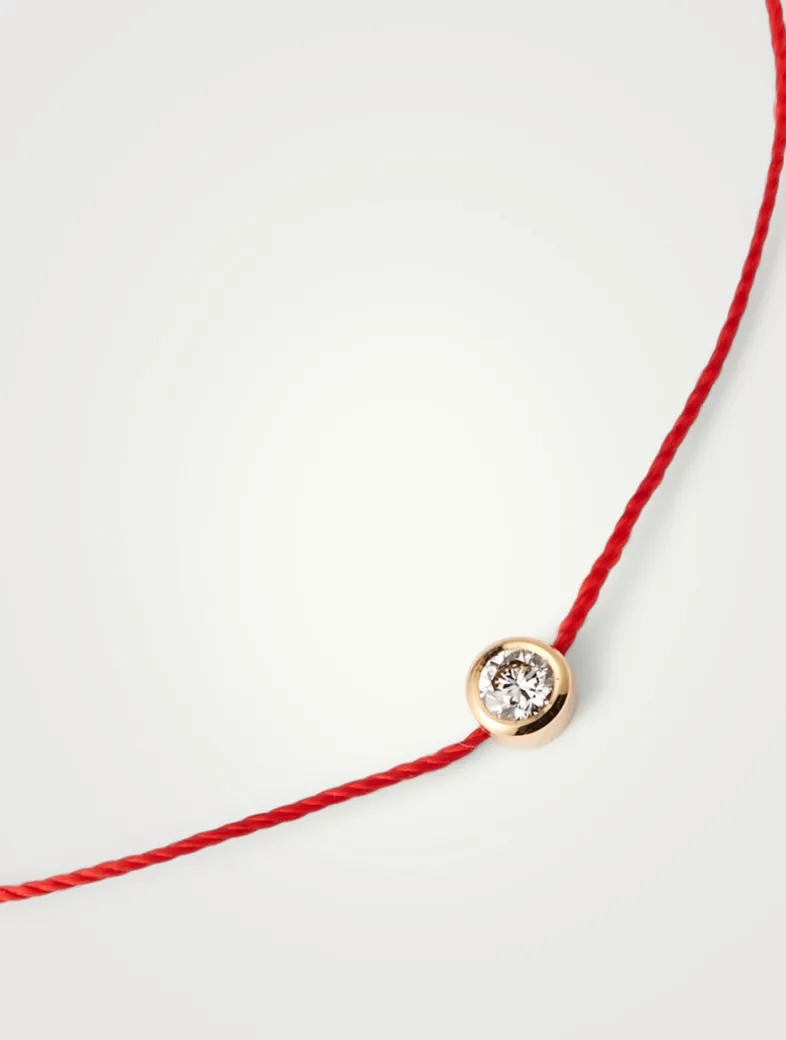 Pure 18K Gold String Bracelet With Diamond