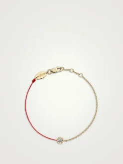 Pure 18K Gold String Chain Bracelet With Diamond