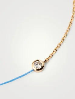 Pure 18K Gold String Chain Bracelet With Diamond