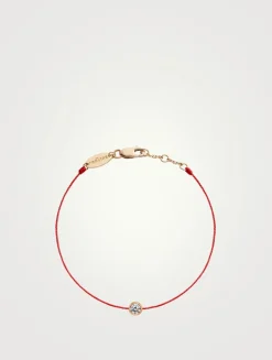 Pure 18K Rose Gold String Bracelet With Diamond
