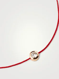 Pure 18K Rose Gold String Bracelet With Diamond