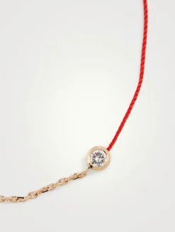 Pure 18K Rose Gold String Chain Bracelet With Diamond