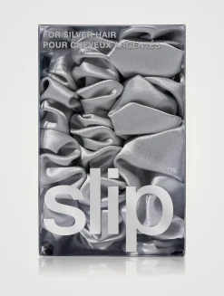 Pure Silk Assorted Scrunchies - Silver