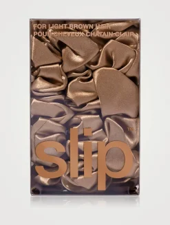 Pure Silk Assorted Scrunchies - Light Brown