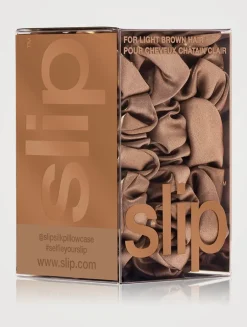 Pure Silk Assorted Scrunchies - Light Brown