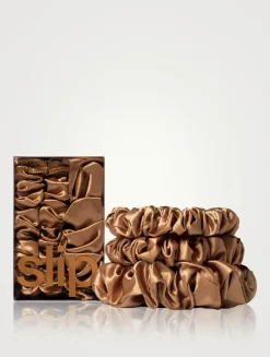 Pure Silk Assorted Scrunchies - Copper