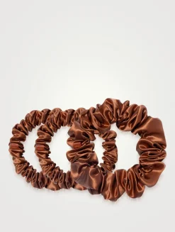 Pure Silk Assorted Scrunchies - Auburn