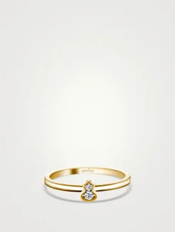 Qixi Wulu 18K Gold Mini Solitaire Ring With Diamonds