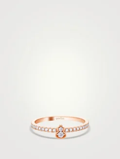 Qixi Wulu 18K Rose Gold Mini Solitaire Ring With Diamonds