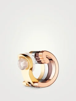 Quatre Classique Gold Clip Hoop Earring PVD And Diamonds