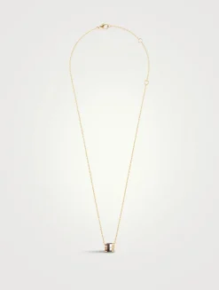 Quatre Classique Gold Mini Pendant Necklace With PVD And Diamond