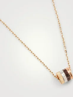 Quatre Classique Gold Mini Pendant Necklace With PVD And Diamond