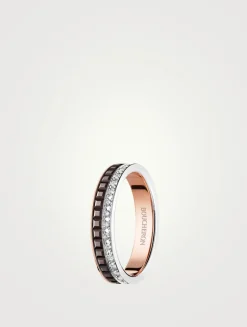 Quatre Classique Gold Wedding Band With Brown PVD And Diamonds