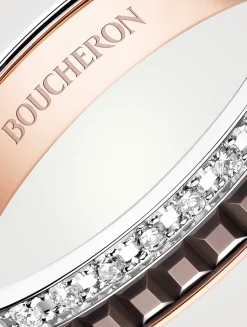 Quatre Classique Gold Wedding Band With Brown PVD And Diamonds