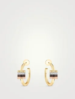 Quatre Classique 18K Gold Earrings With Brown PVD And Diamonds